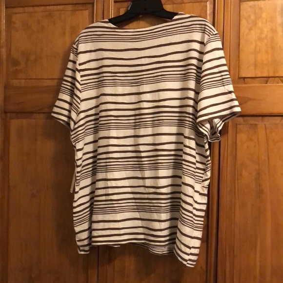 NWT Alfred Dunner Cream Brown Stripe Embellished Blouse 1X - Picture 5 of 5